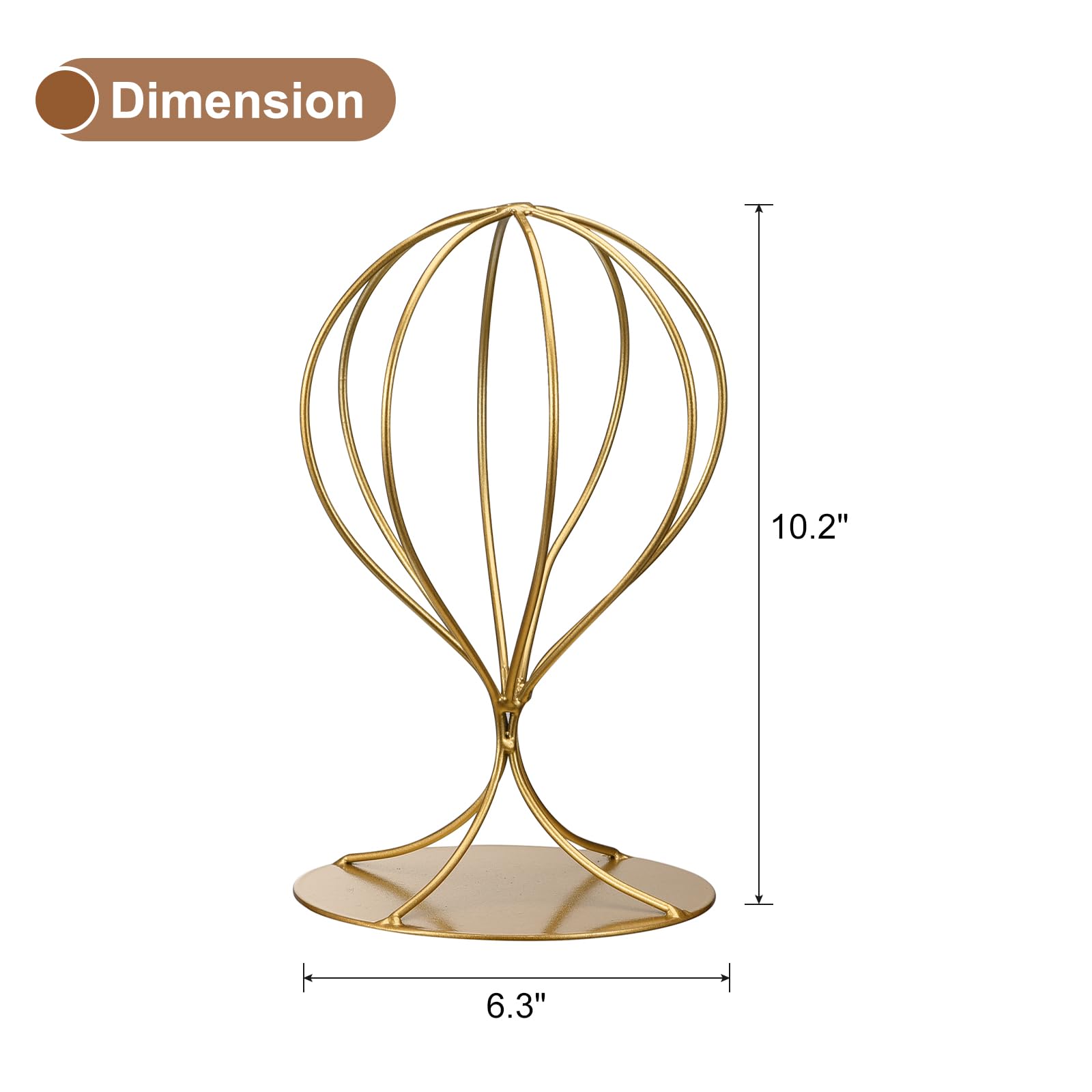 Uxcell Metal Hat Display Stand 2 Pack Tabletop Hat and Wig Rack Women Closet Holder for Baseball Cap Fedora Hat, Cowboy Hat - Gold - Image 2