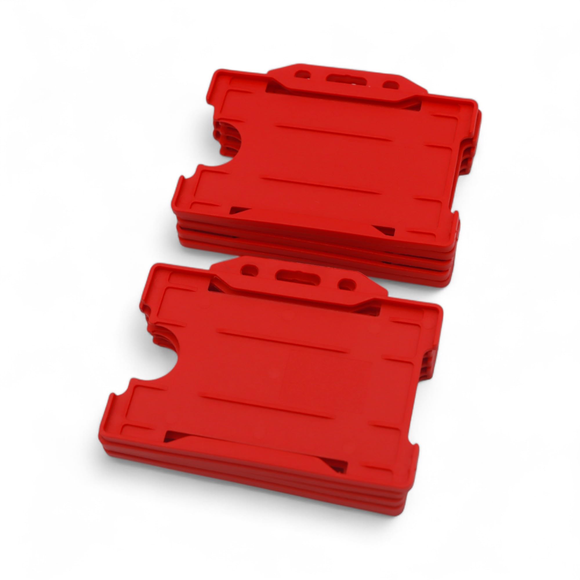 ALG ID Cards Pack of 100 Single-Sided Rigid Open Faced ID Card Pass Badge Holders Horizontal/Landscape (CR80 54mm 86mm) (Red) - Made in Britain - Image 3