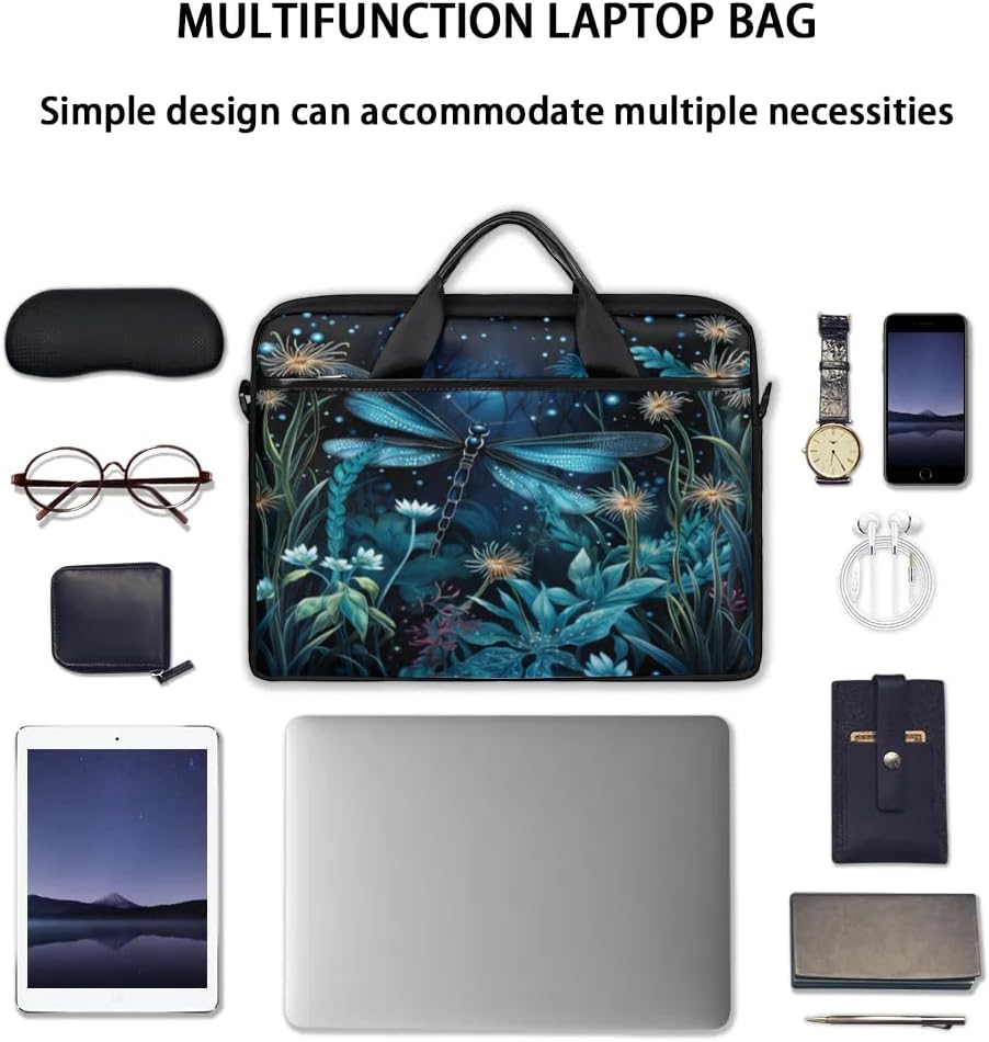 Boho Dragonflies Flowers 15 Inch Laptop Bag Laptop Shoulder Bag Computer Cases for Laptops or Tablets