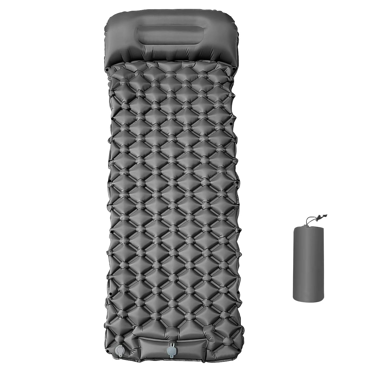 MIALGORITHM Inflatable Camping Sleeping Pad 10cm Thick with Built-in Foot Pump & Pillow for Backpacking & Hiking (Gray)