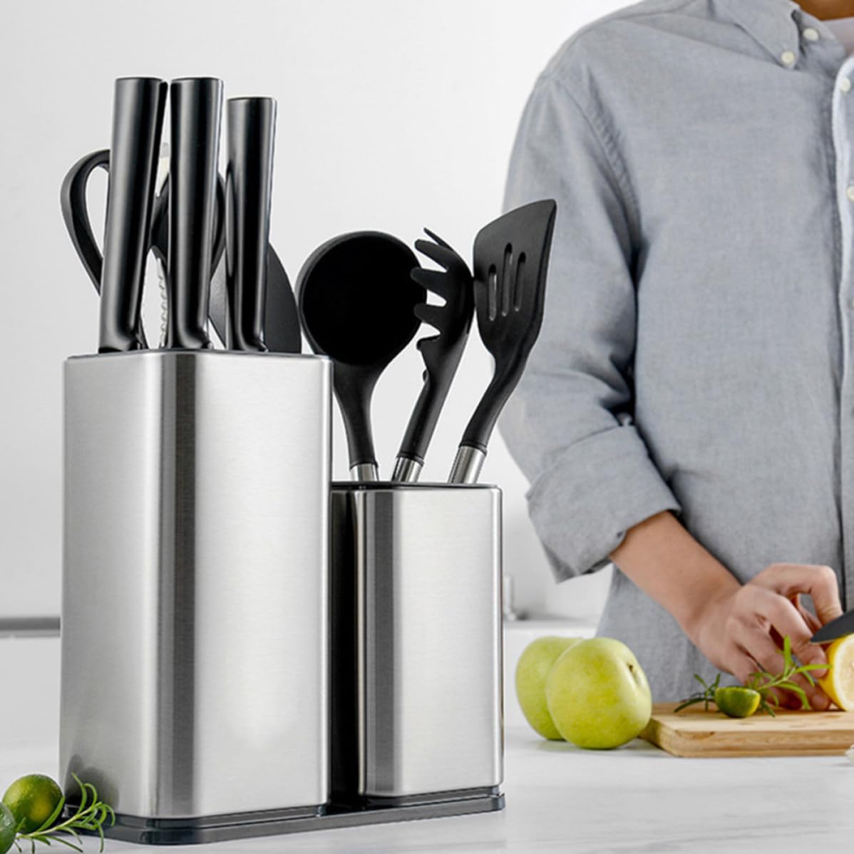 Ciieeo Porta Coltelli da Cucina in Acciaio Inox, Semplice e Creativo