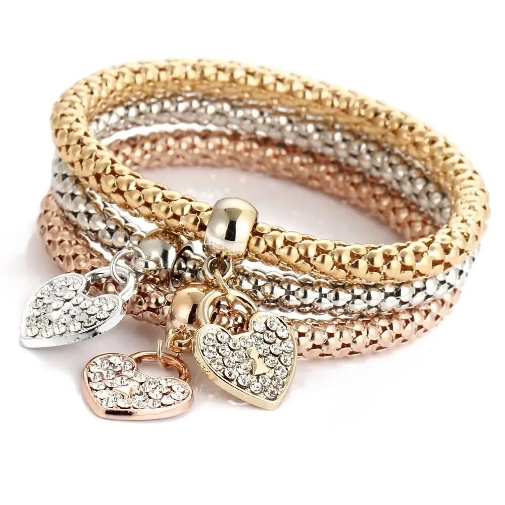 Verschluss-Armband mit Schlüssel für Damen und Herren – 925er Sterlingsilber, 3 Farben/Lot, Baum-Armband, Kristall-Eulen-Schlüsselschloss, Musiknote, Schmetterlings-Herz-Charm-Armreif, Schloss und