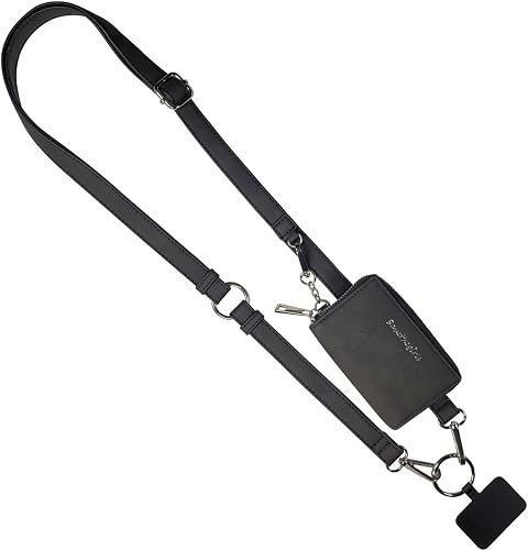 Save the Girls Clip & Go Vegan Phone Lanyard & Wristlet with Pouch, Black