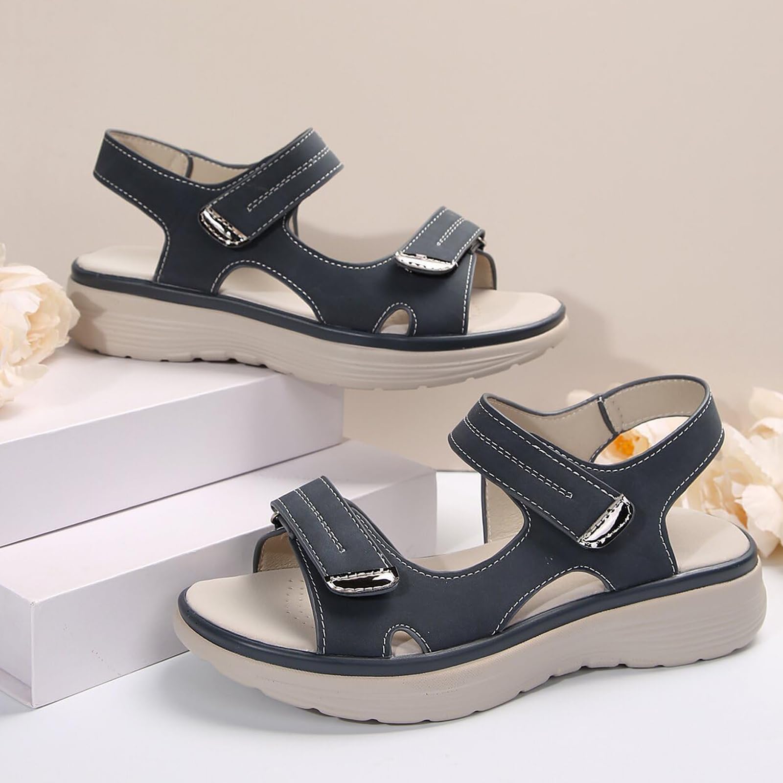 Sandalias Deportivas Mujer Verano Cómodas, Sandalias Mujer Caminar, Arco Soporte Sandals de Senderismo para Fascitis plantar, con Cordones Ajustables