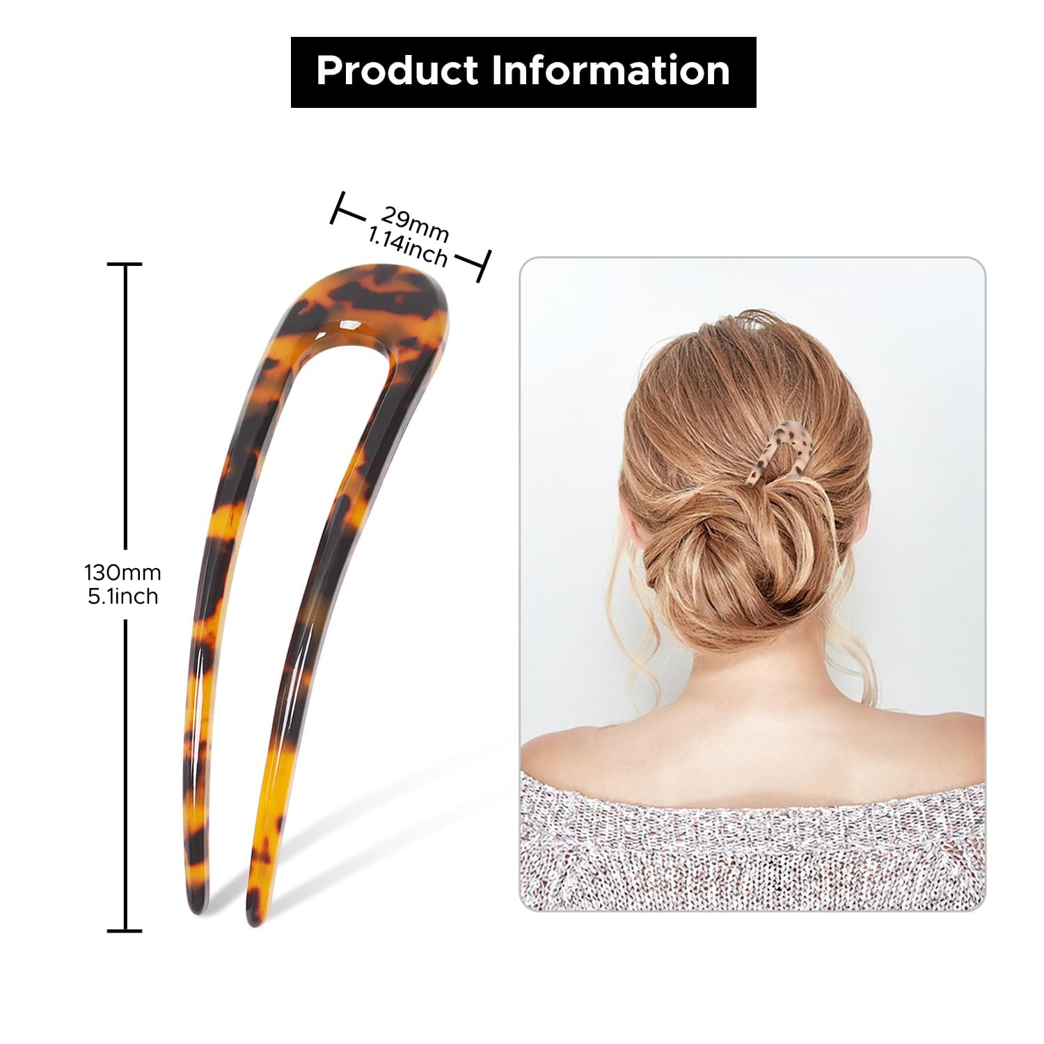 Cellulose Acetate Hair Pin for Elegant Up-Dos Amazon.com : 4 Pack Upgraded French Hair Pins Tortoise Shell  main image 2