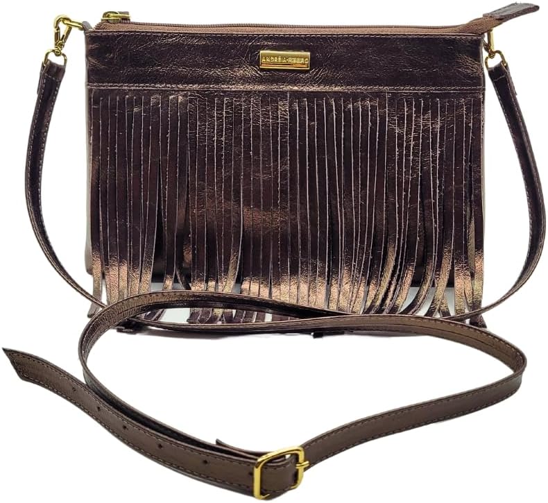 Bolsa Feminina Transversal Couro Legítimo de Franja Country Alça Regulável