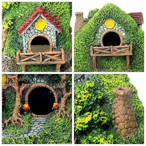 Image of RVQIGYP[Magic Underwater Cabin Fish Tank Landscaping Hobbit House Decoration | Handmade Resin Material Waterproof and Anti-Fading | Fairy Tale Style Aquarium Landscaping Give Away Water Plants