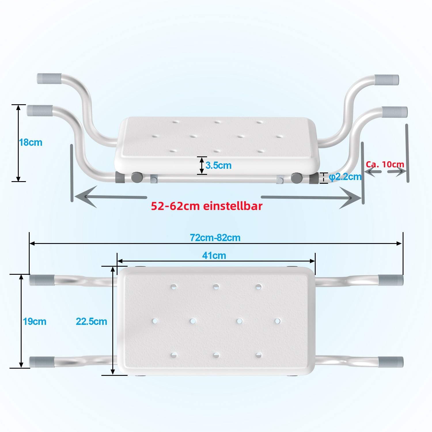 Sonnewelt Badewannensitz 72x22.5x19CM Badewannensitzbank Tragkraft 136kgs Sitzbrett für Wanne Generisch Wannensitz Schemel Geeignet für das Badezimmer zu Hause