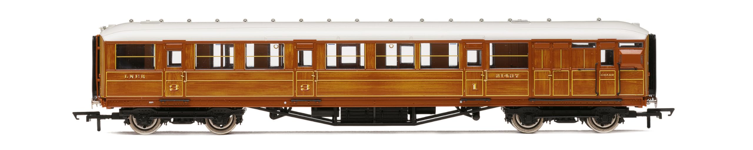 Hornby R40454 LNER Gresley Corridor Teak Coaches Brake 3rd 21437, Brown