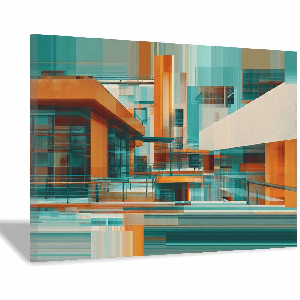 WUFIEA Ogólny abstrakcyjny obraz na płótnie nakładające się krajobrazy do salonu sypialni dekoracji biurowej (pomarańczowy32) - 60 x 80 cm oprawiony