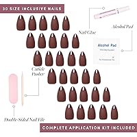 Vista 45 de Glamnetic Uñas a presión – Red Affair Uñas cortas de punta francesa con purpurina roja almendra con un acabado brillante 15 tamaños – Kit de 30