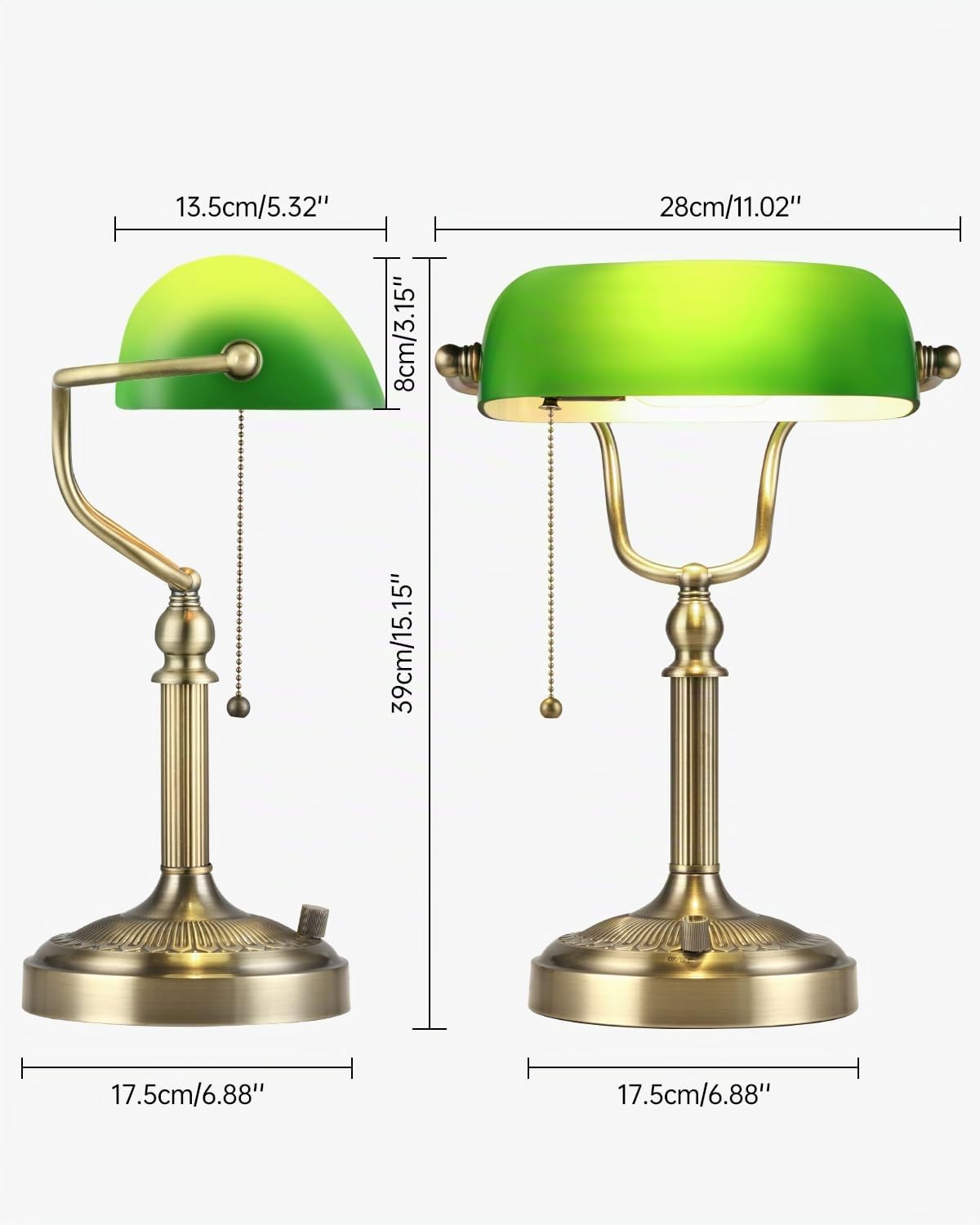 Lámpara de escritorio de banqueros de verde,regulable continua | accesorio enchufable para estudio, oficina, bombilla LED incluida