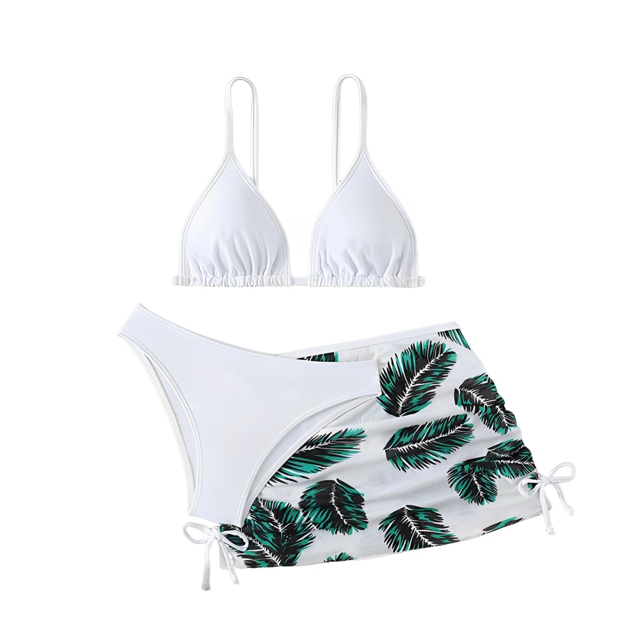 Girls 3PCs Swimsuit Costume Bathing Suits Bikini Set with Floral Cover Up for Girls 8-13Years