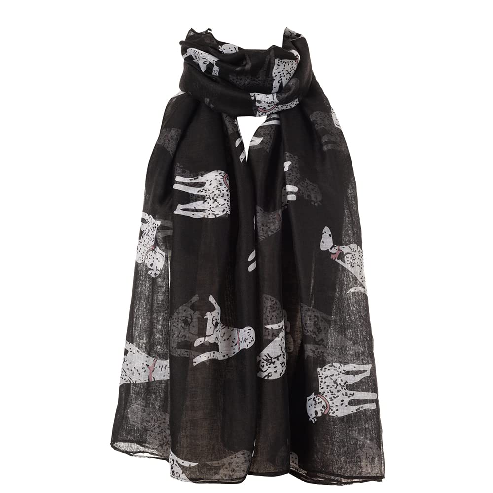 London Scarfs Ladies Women s Dachshund Sausage Dog Scarves of Cute Animal Print Oversize Long Scarf Wrap Shawl (Dalmatian Dog Black)