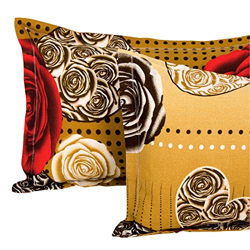 Image of Story@Home 120 TC Elegant Floral Pattern Cotton Double Bedsheet and 2 Pillow Cover - Brown