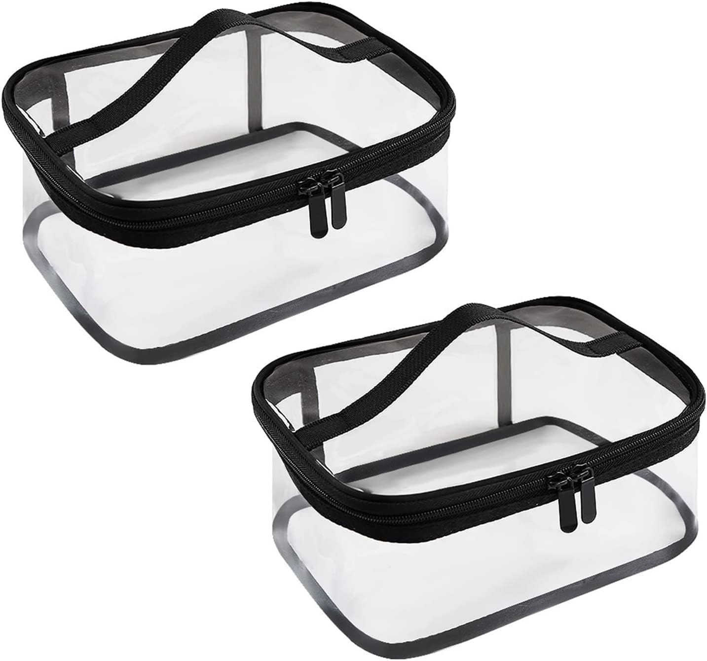 WAYOUTER Clear Toiletry Bag 2pcs Transparent Makeup Bags Waterproof Portable Travel Bag with Handle Strap and Zipper for Vacation, Bathroom, Women, Transparent, makeup bag with zipper