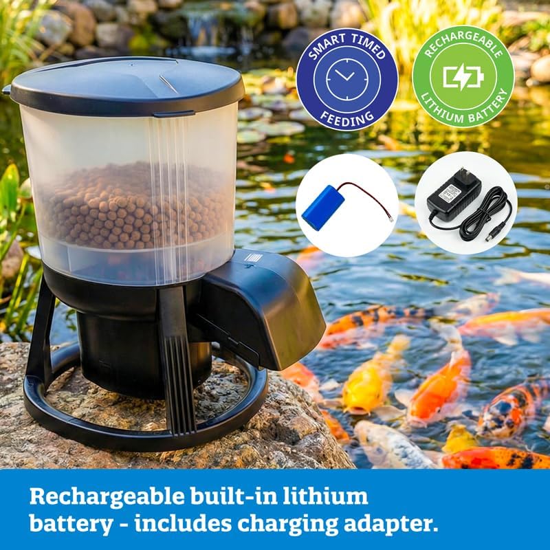 Webb's Water Gardens AutoFeed - Automatic Programable Fish Feeder for Ponds and Lakes. 1.5 Gallon Food Capacity