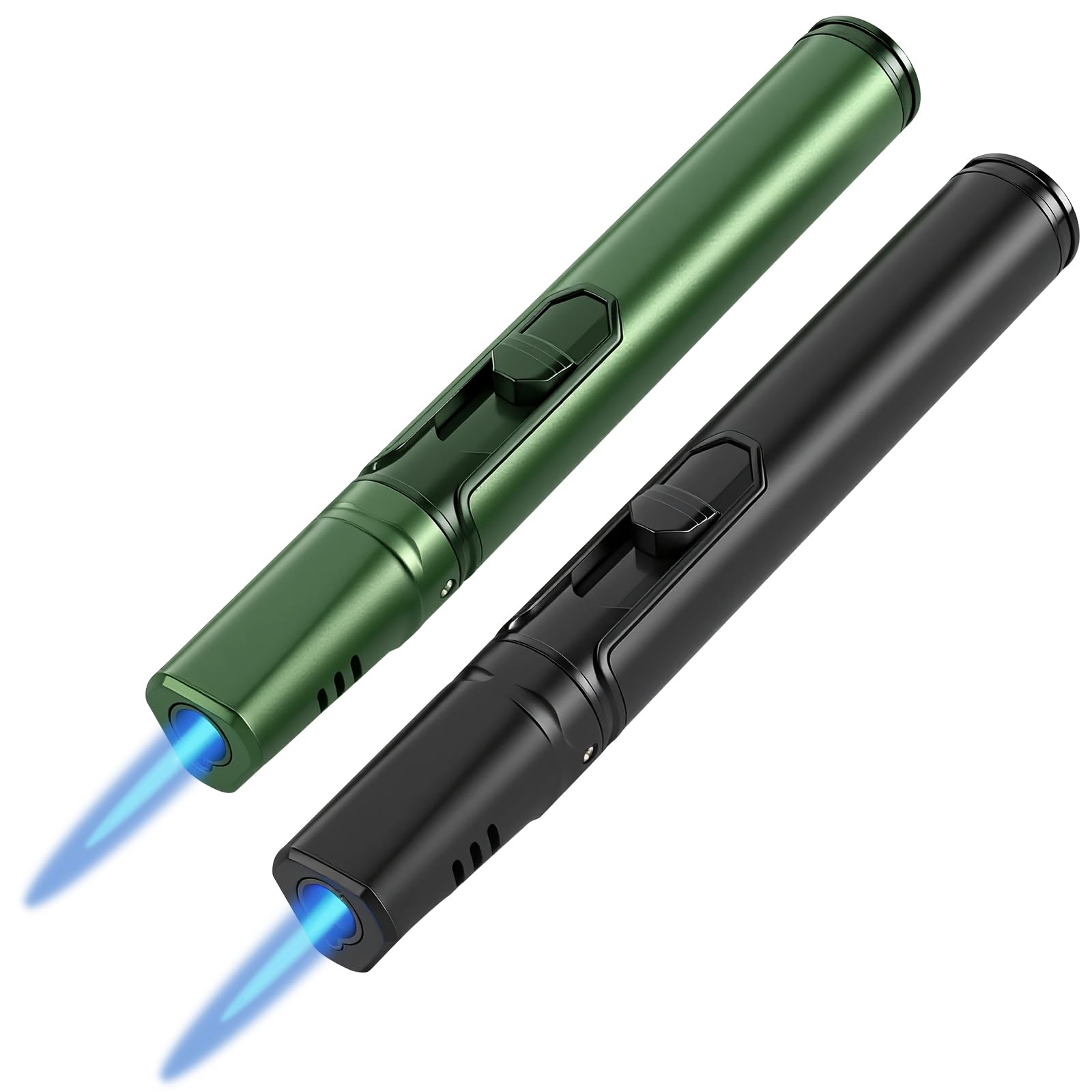 2 Pack Torch Butane Lighters Adjustable Jet Flame Wind Resistant Butane Refillable Gas Long Lighter for Camping Candle