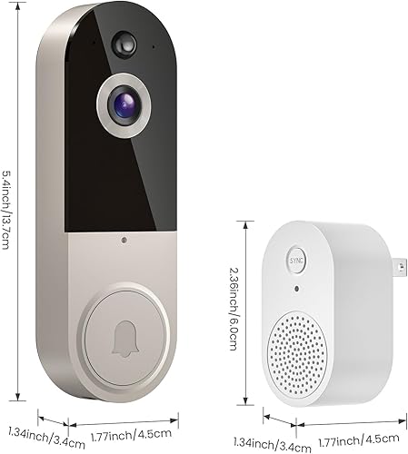 Miniatura 2 de Cámara de timbre de video inteligente WiFi inalámbrica de 1080p con receptor de timbre, detección humana AI, visión nocturna, audio bidireccional,