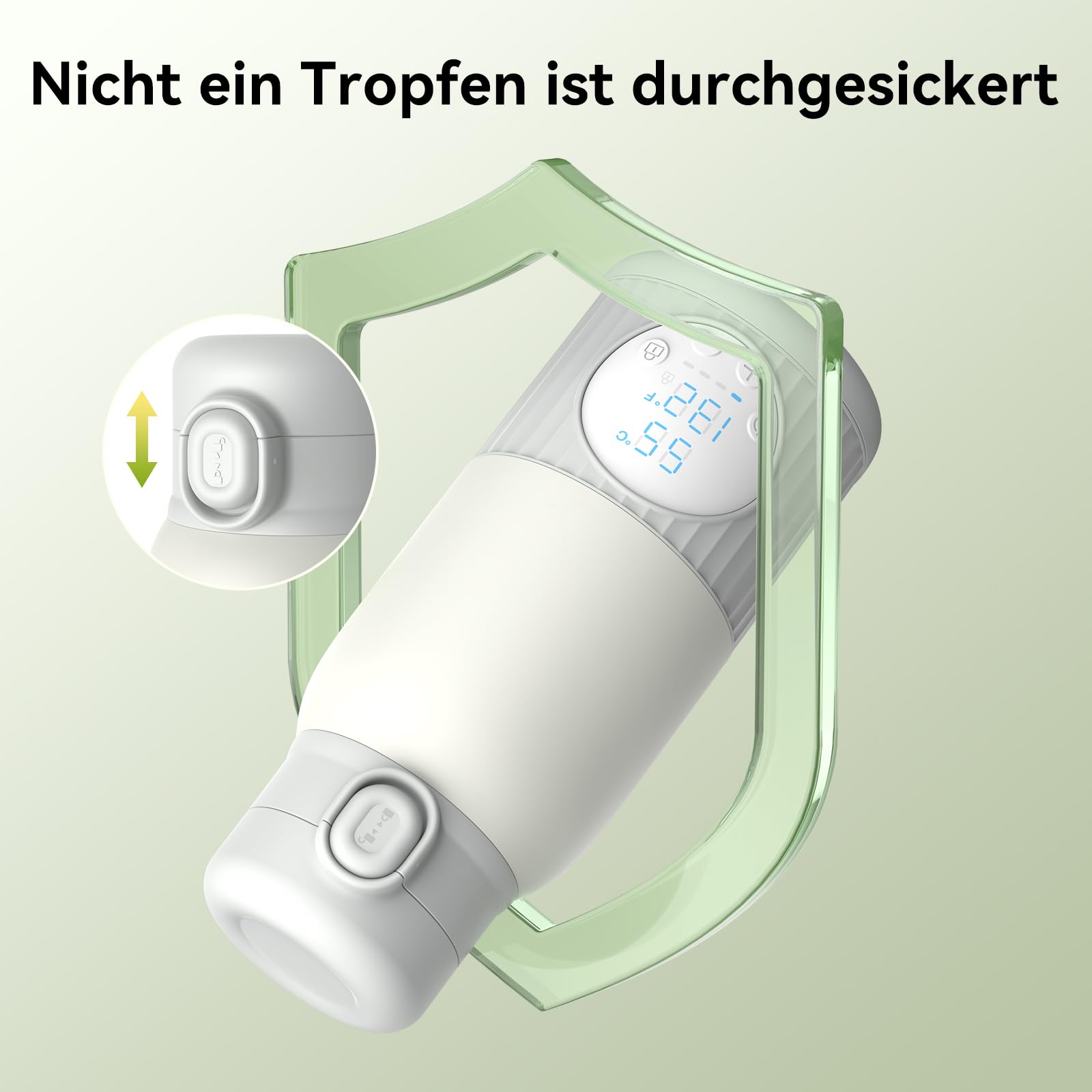 Tragbarer Flaschenwärmer Baby Unterwegs Akku 380ml für Muttermilch Wasser 10000mAh Schnell Aufheizen Präzise Temperaturregelung 100W Lange Akkulaufzeit USB-C Laden Auslaufsicher Geschenk