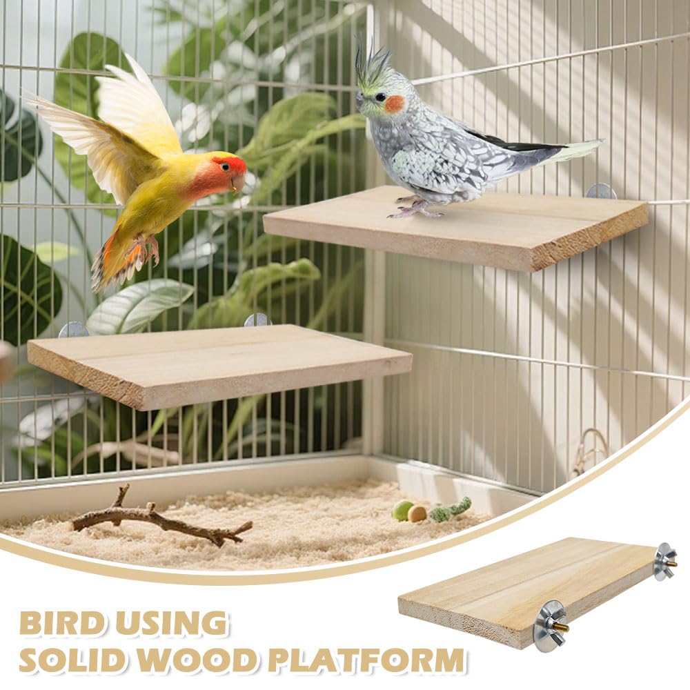 4 Pièces Perroquets Plate-Forme De Repos Plateformes d'escalade en Bois Chinchilla Tremplins en Bois Planches à Ressort Rectangulaires pour Oiseau, Perroquets, Hamsters, Gerbilles