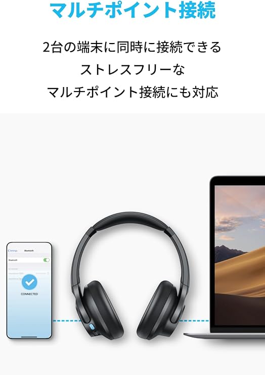Anker Soundcore Q11i Bluetooth 5.3 Wireless Headphone High Resolution Compatible Wired/Deep Bass/Up to 60 Hours of Music Playback/Multipoint Support/Dedicated App Support Black