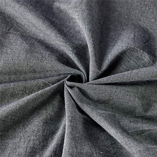Image of JELLYMONI Cotton Duvet Cover Queen Size - Black Comforter Cover with Button 100% Washed Cotton 3PCS Breathable Soft Solid Bedding Set Duvet Cover 90x90in & 2 Pillowcases (NO Comforter)