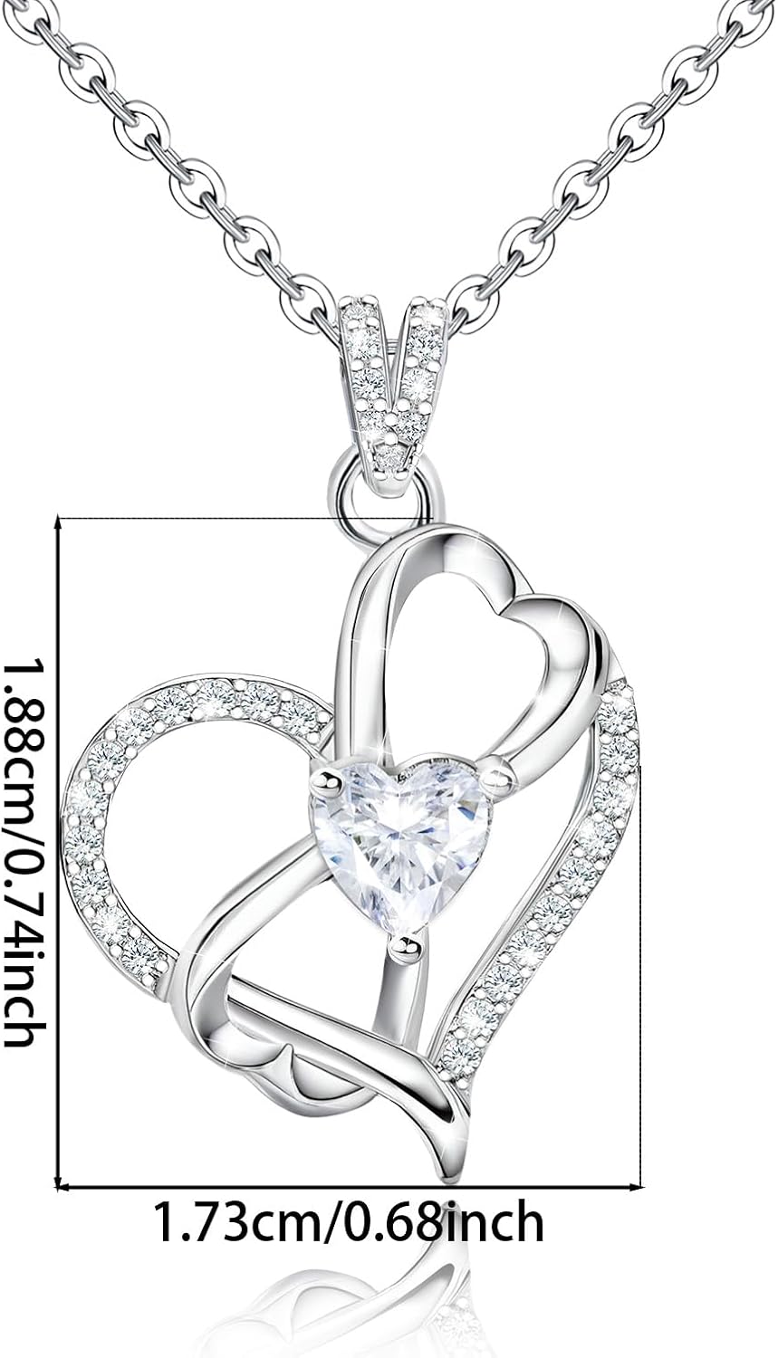 Charms Sterling Silver Pendant Necklace for Women Love Heart with Cubic Zirconia Infinity Hypoallergenic Jewelry Fashion Birthday Gift for Women - Image 3