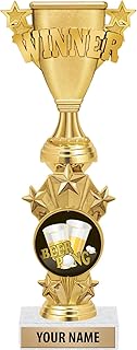 Crown Awards Personalized Winner Games Trophies - 10.5" Gold Beer Pong Starburst Trophy Prime
