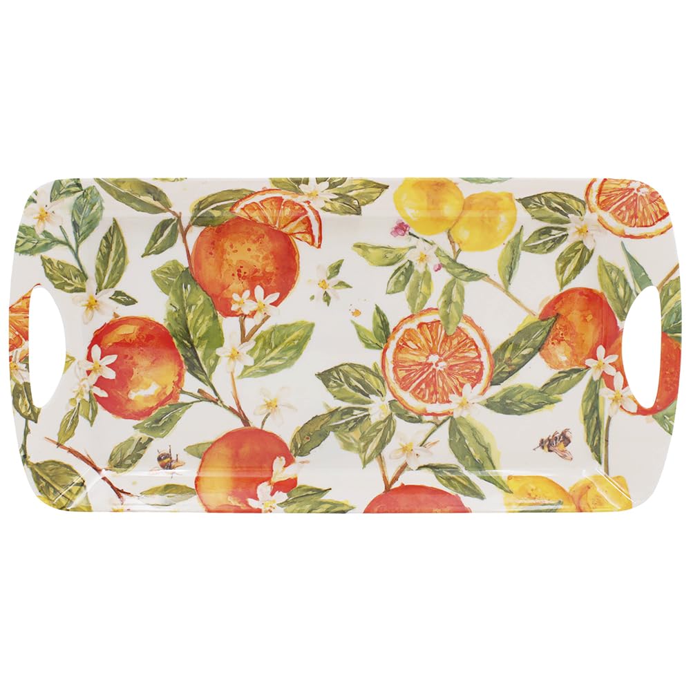 The Leonardo Collection Oranges & Lemons Jennifer Rose Melamine Oranges & Lemons Medium Tray For Serving Dishes | Serving Trays For Kitchen Accessories | Serving Platters to Serv Food for Food Service