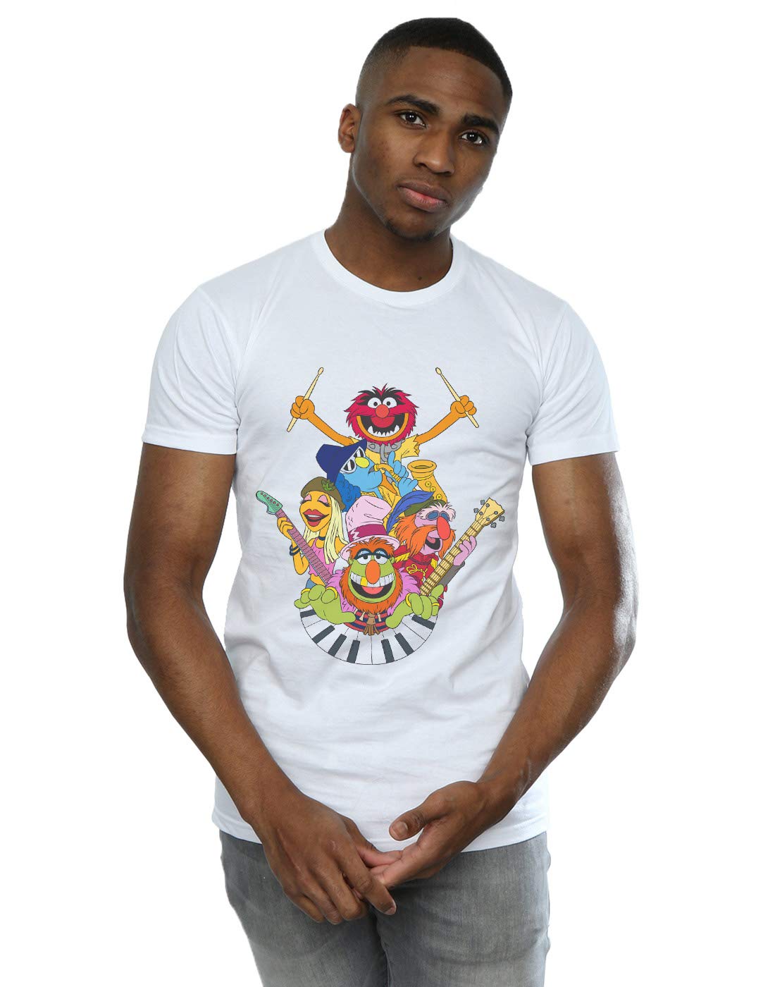 Disney Men's The Muppets Dr Teeth and The Electric Mayhem T-Shirt White Medium