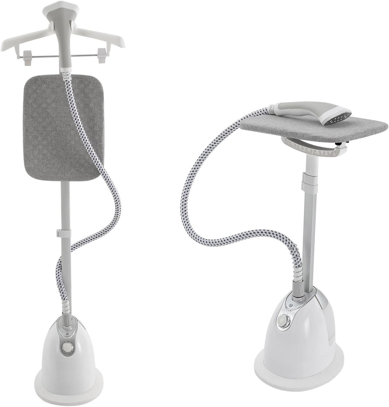 Adjustable Standing Steamer for Clothes, Professional Garment Steamer with Ironing Board, with 47.34 ounces Water Tank, Fast Heats in 45s, White