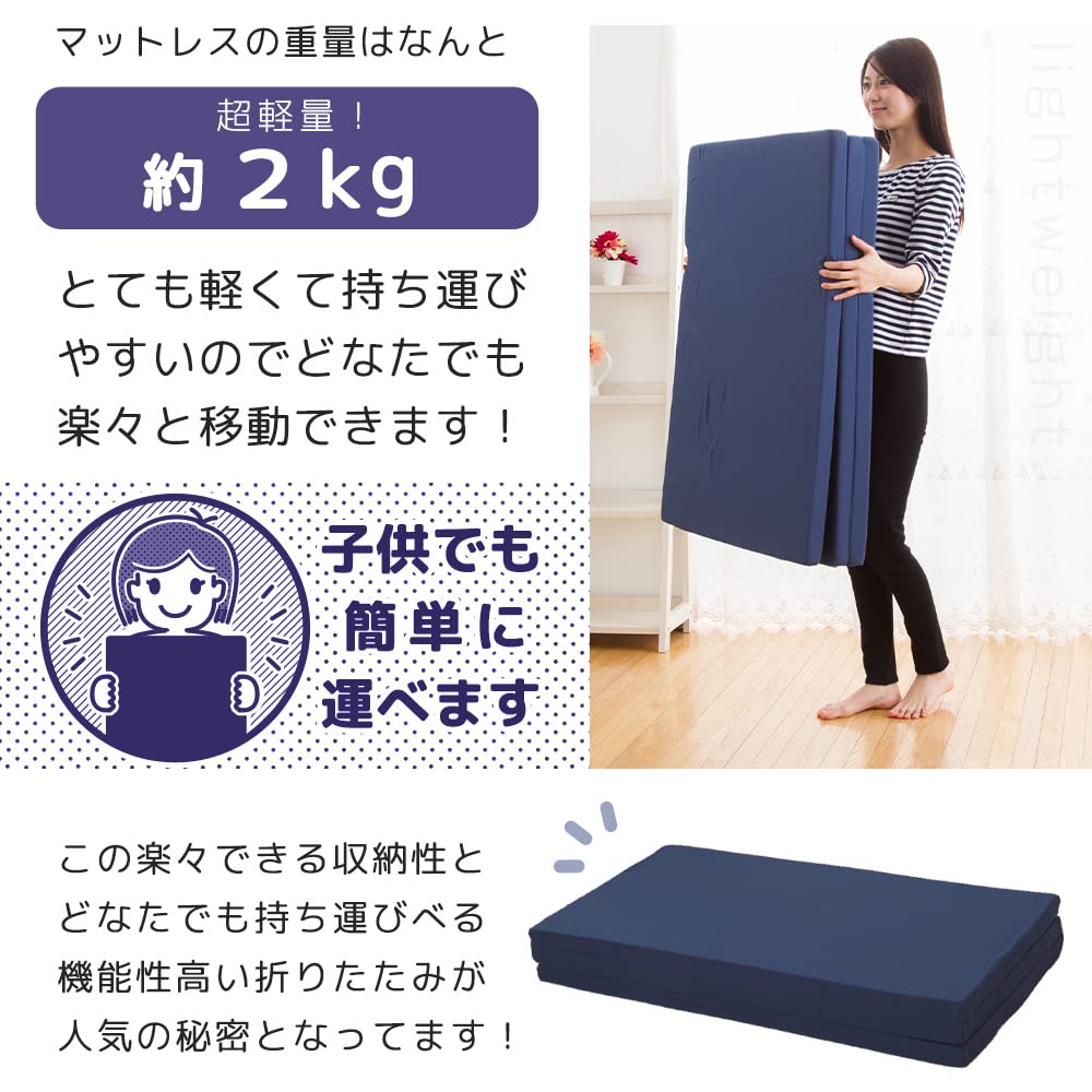 Amazon｜インズ工房 国産 厚さ4cm 3つ折りマットレス ダブル サイズ