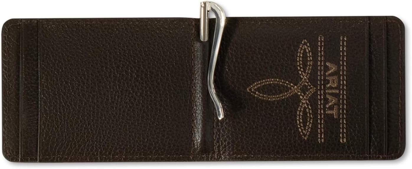 ARIAT Men's Brindled Calf Hair Leather Bifold Money Clip - Image 2