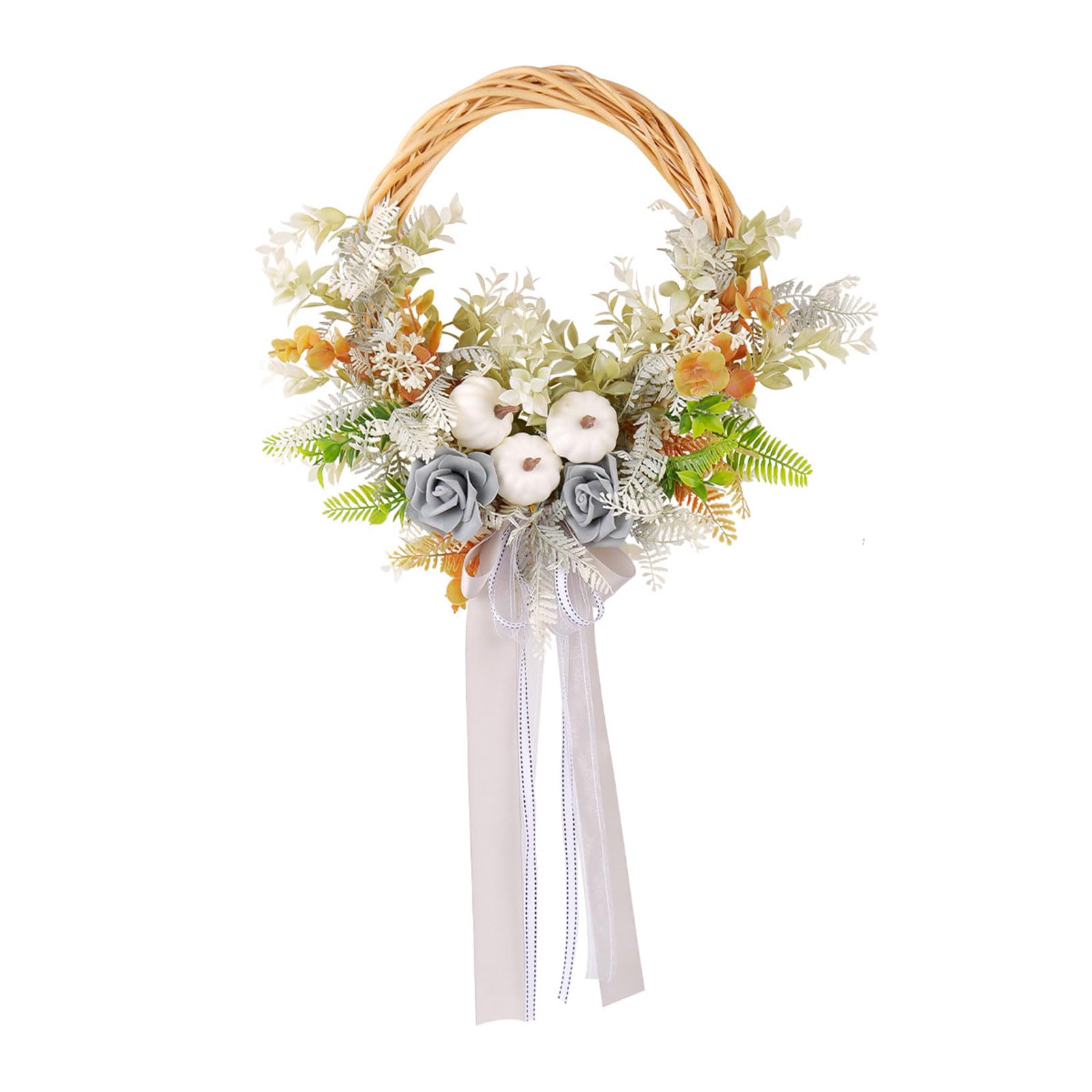 Autumn Harvest Wreath for Front Door Farmhouses, Artificial Flower with Pumpkin for Thanksgiving Day Decorations for Front Door Wreaths for Outdoor