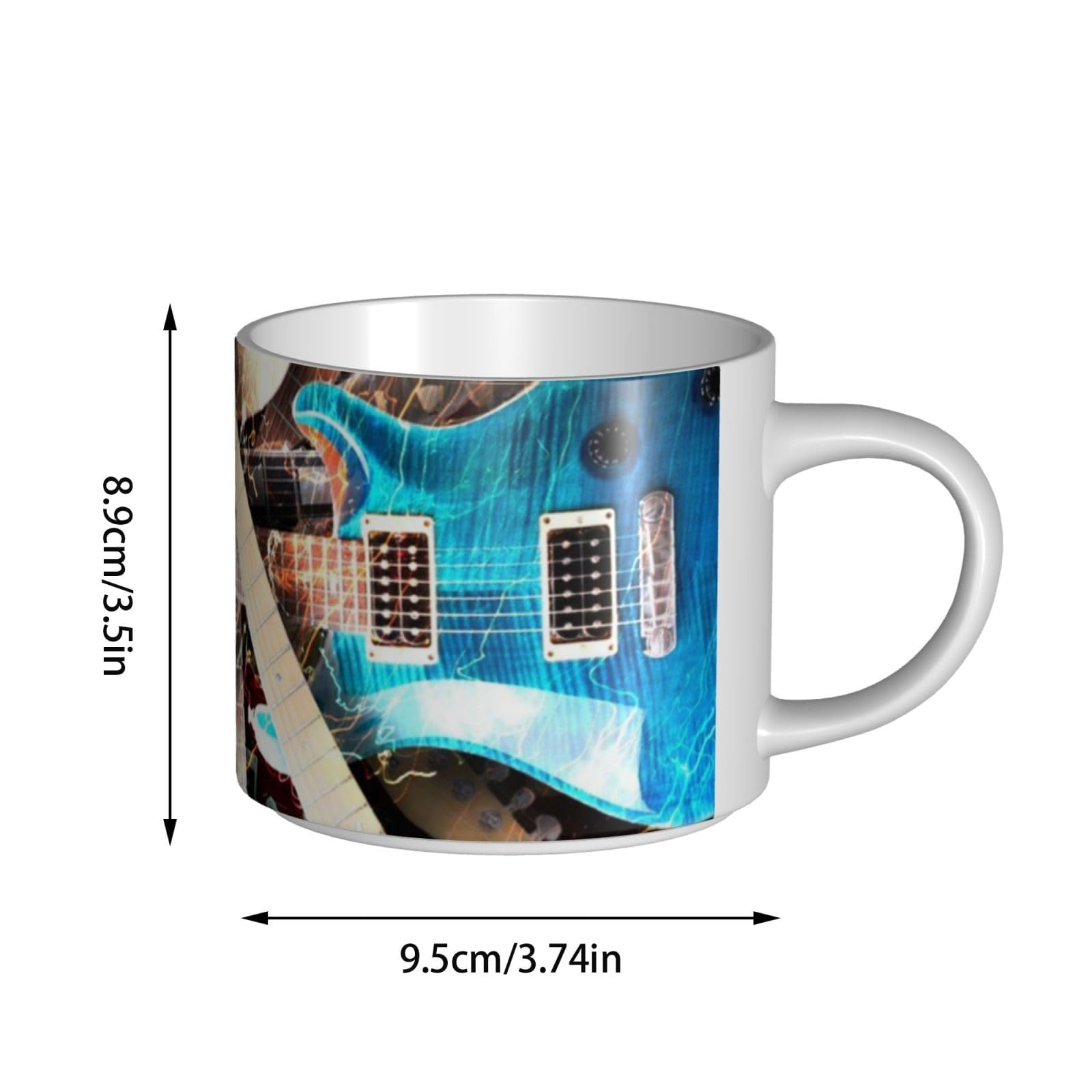 Tazza di caffè in ceramica di grande capacità stampata musica magica della chitarra elettrica