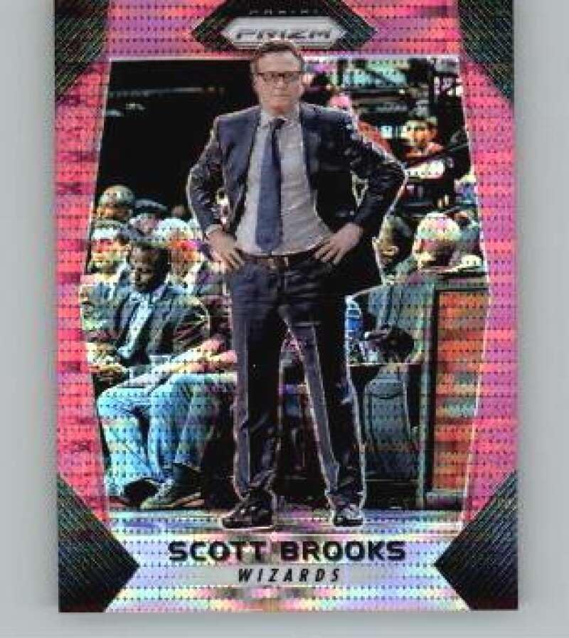 2017-18 Panini Prizm Prizms Pink Pulsar #140 Scott Brooks 42 Washington Wizards NBA Basketball Trading Card