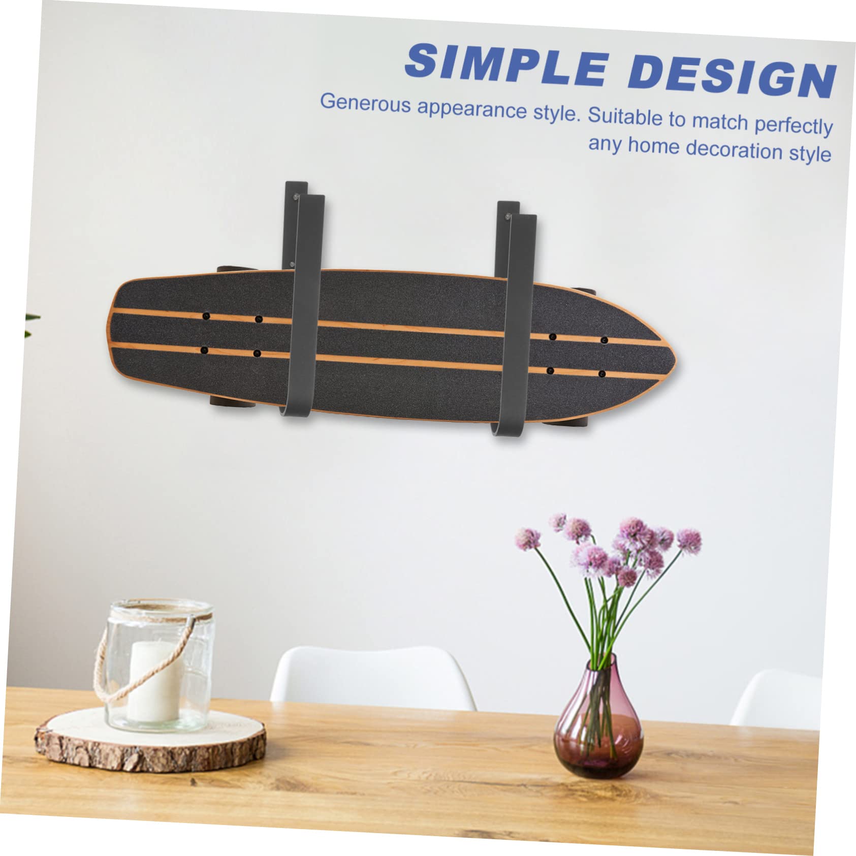 Didiseaon Support Mural pour Skis et Skateboard Crochet de Rangement Métallique Protection Rayures et Chocs Design Sobre et Raffiné pour Sports et Collectionneurs