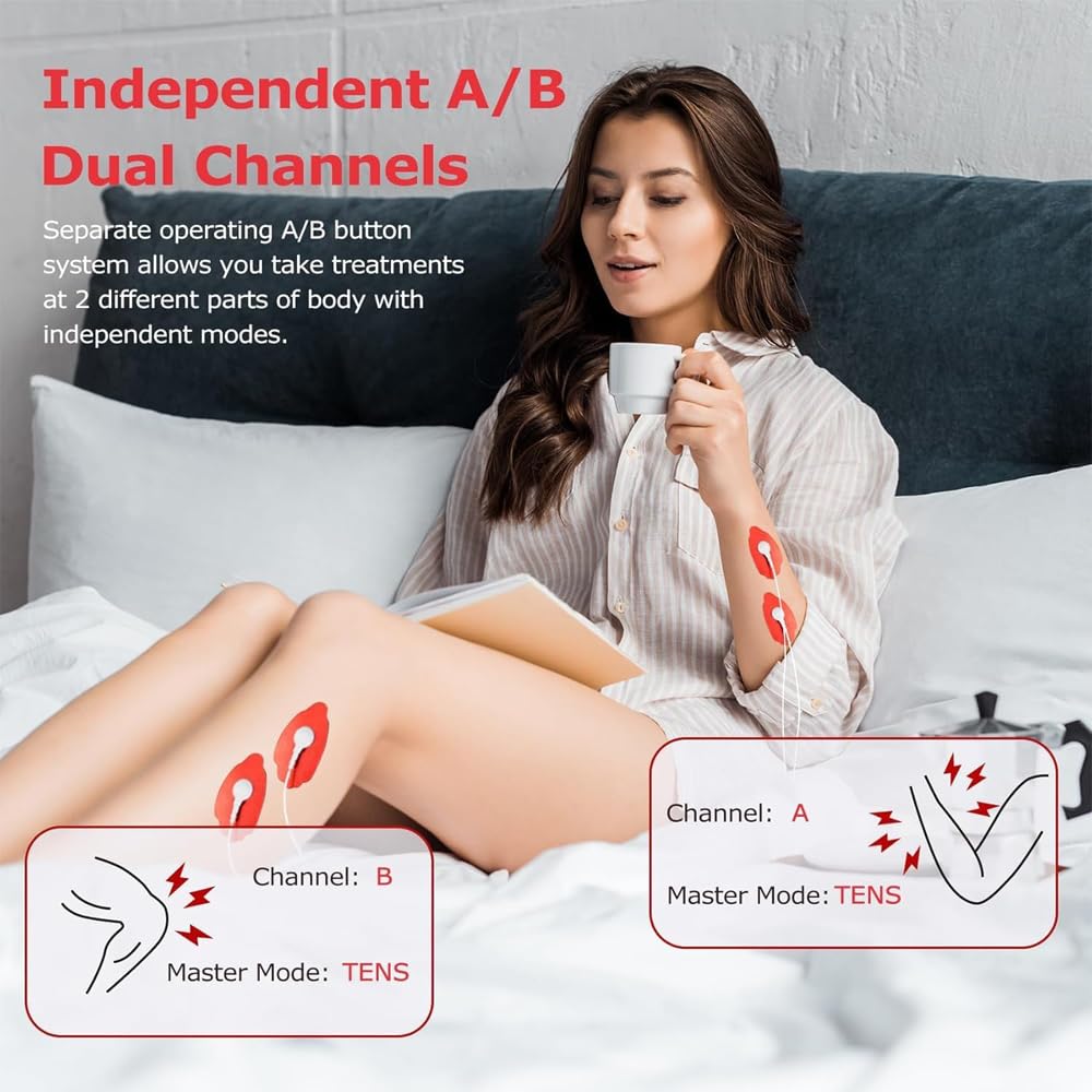 Électrostimulateur Musculaire 3en1, TENS/EMS/Massage, Electrostimulateur Musculaire de Canaux Double pour le soulagement de la douleur, 12programmes de Massage + 36 Intensités + 16 électrodes