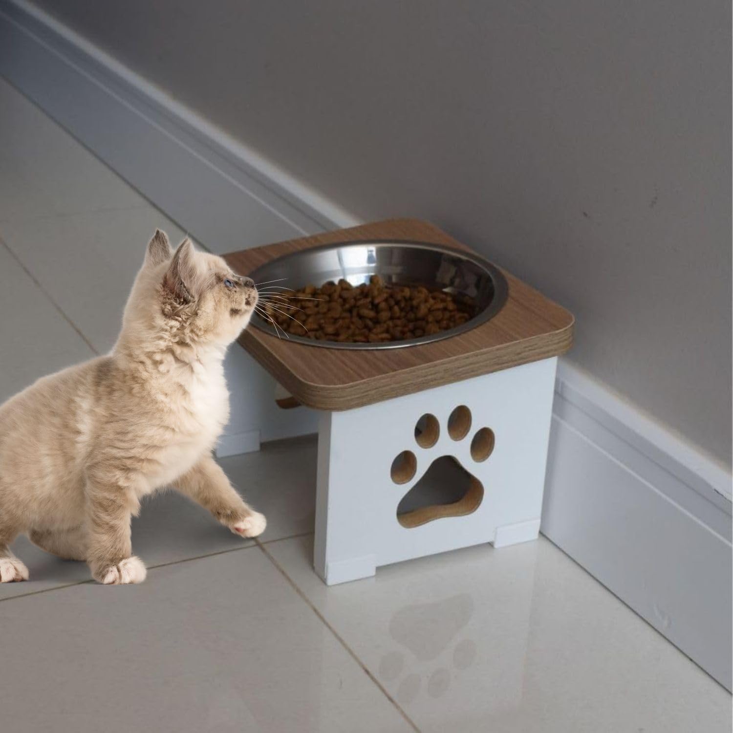 RIOZAIN Standard Cat and Dog Feeding Bowl stand, brown White (B0D6Z1751G) Amazon Price History, Amazon Price Tracker