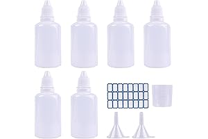 6 Pcs 50ml Bottles with Caps: Mini Eye Dropper Bottle with Precision Tips