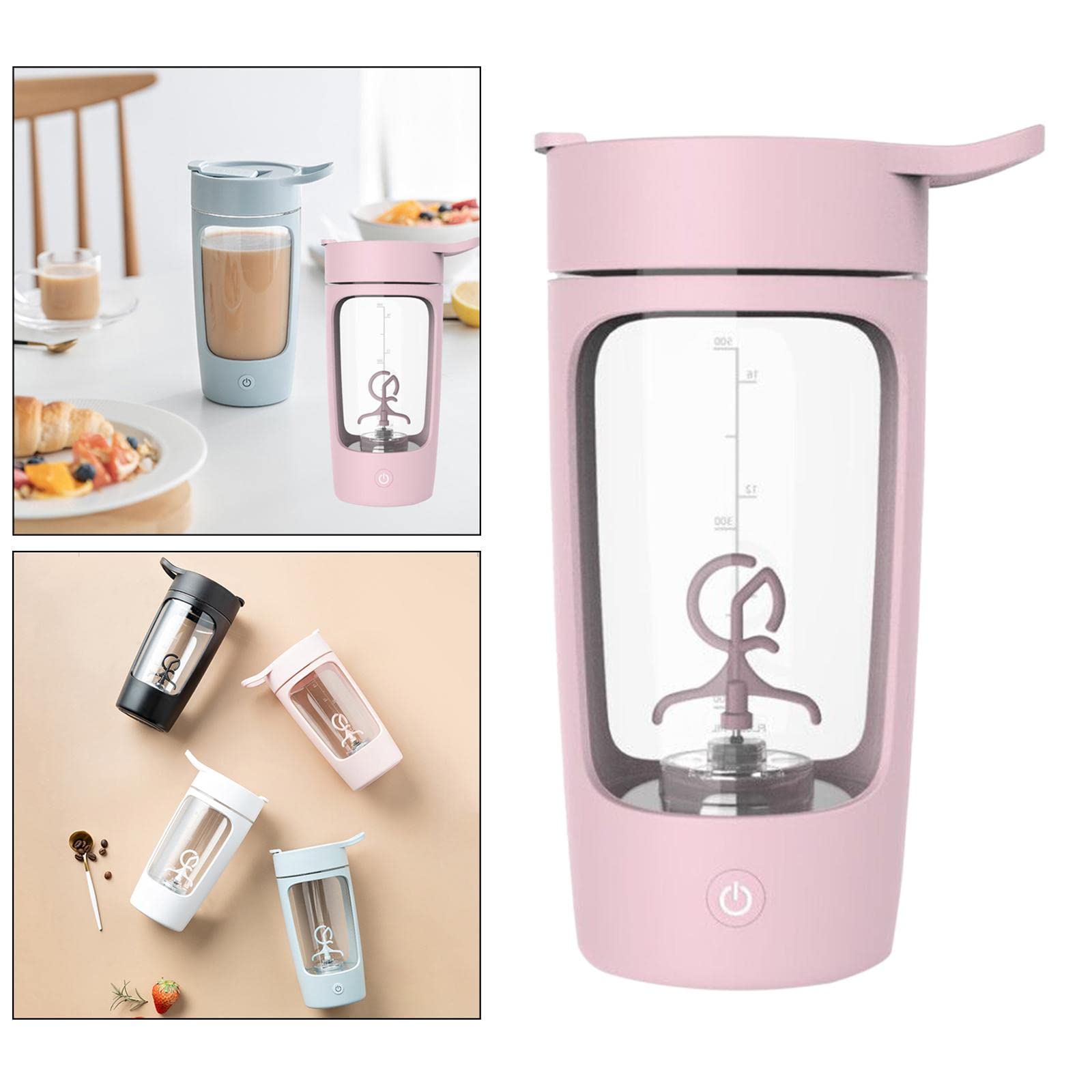 Set di 2 shaker elettrico per proteine, in Tritan, senza BPA, colore rosa