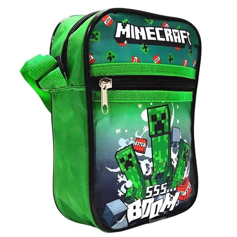 MINECRAFT Bolso Niño Riñonera Bandolera Niño Hombro Ajustable Viaje Deportivo Tiempo Libre Gadget 18 x 11 x 2 cm
