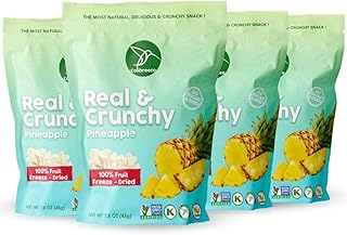 Colibreeco, Freeze-Dried Fruit, Pineapple, 1.6 Ounce (Pack of 4), Real and Crunchy, Non-GMO, Kosher and Vegan, 100% Fruit, No Sugar Added, Excellent for Healthy Snacks and Gluten Free.