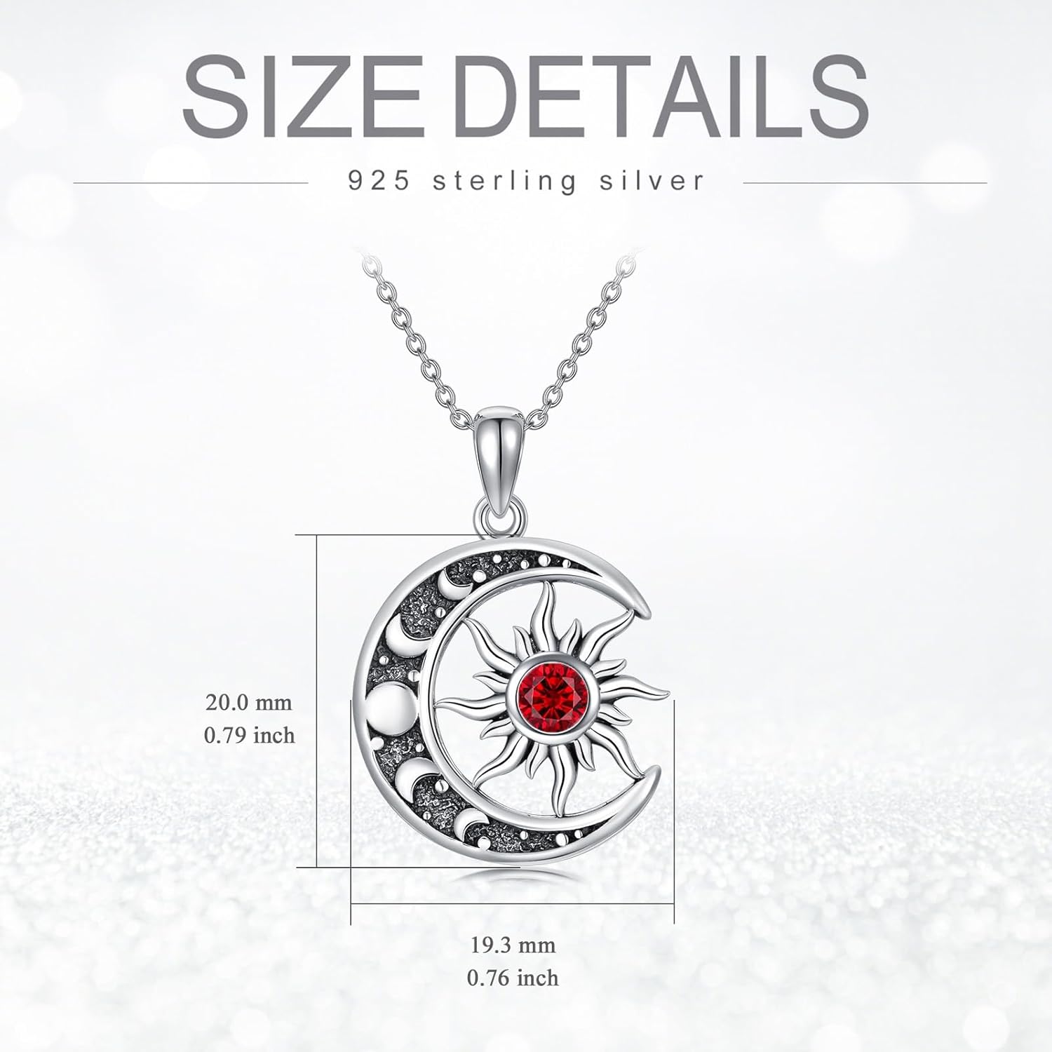 Sun and Moon Necklace 925 Sterling Silver Sun Moon Pendant Gemstone Jewelry Gifts for Women - Image 4
