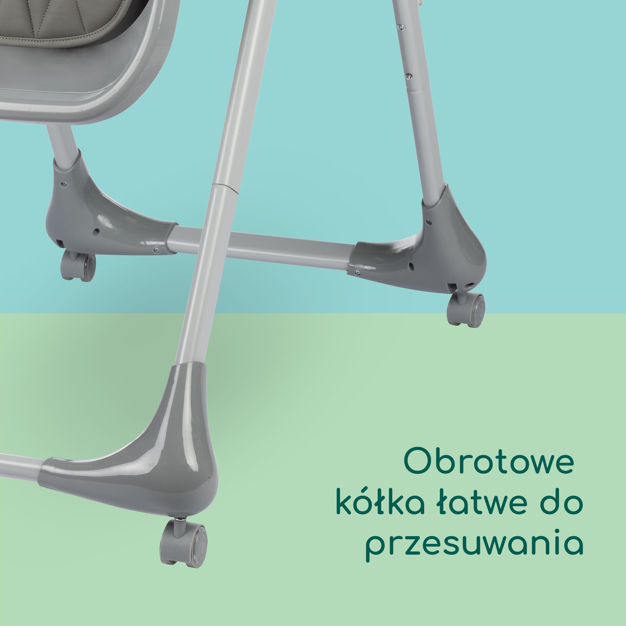 Bebeconfort Olea, Wysokie krzesełko, 0–3 lata, do 15 kg, Regulow. wysokie krzesełko, 9 wys. i 3 poz. odchylenia, Łatwe czyszczenie, Łatwe przesuwanie z 4 obrotowymi kółkami, Składane, Tinted Grey