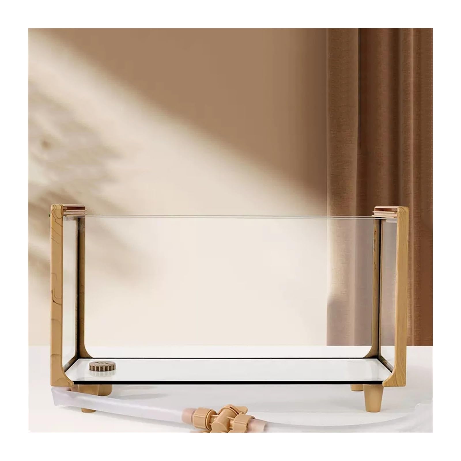 Acuario Pecera con Marco de Grano de Madera, Caja de alimentación de Vidrio Rectangular for pecera, Acuario Transparente Grande Especial ecológico, Tanque de Tortugas Peces Acuario(Pequeño)