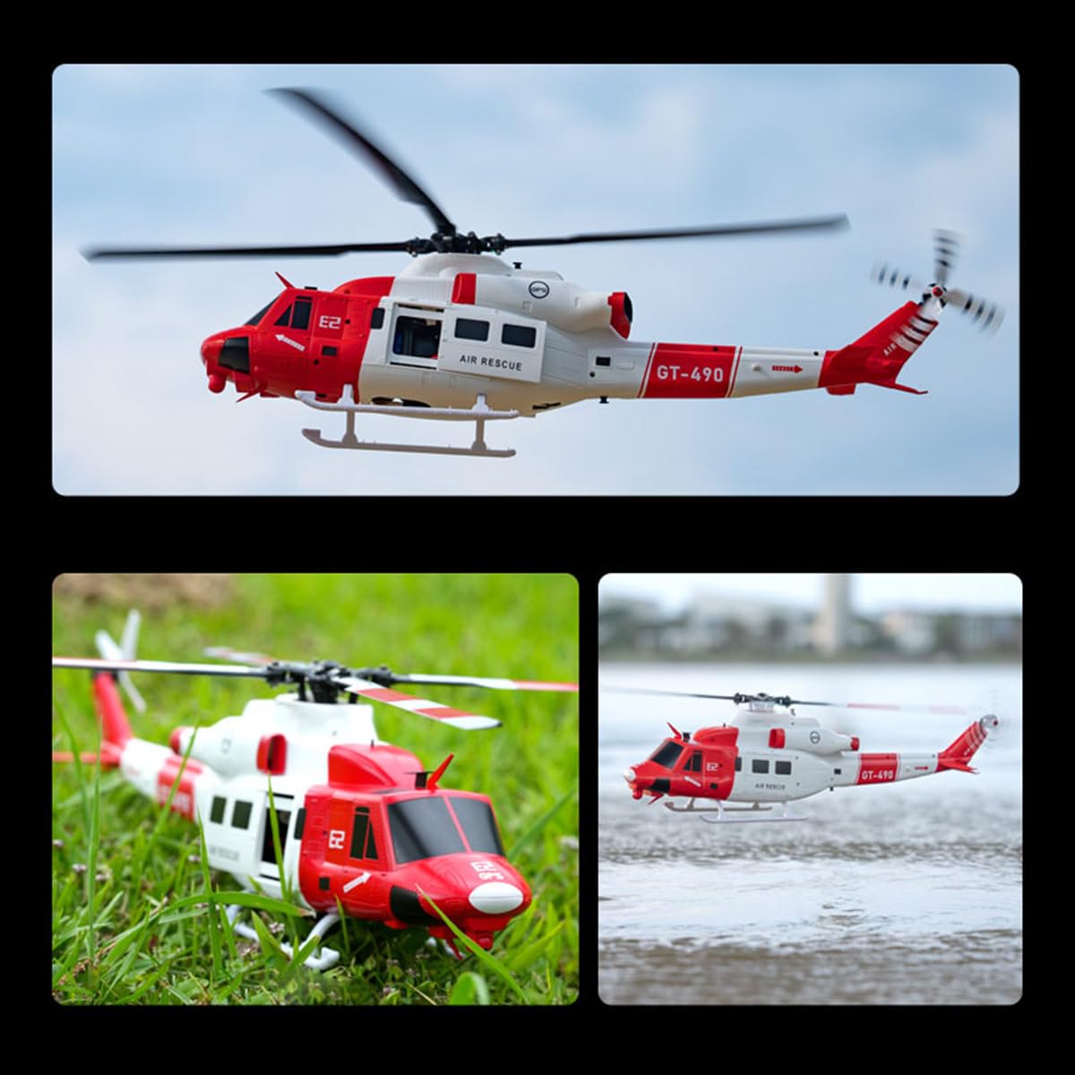 Goosky E2 UH-1Y RC Hubschrauber, 1/35 2.4G 6CH Dual Brushless Direktantrieb RC Hubschrauber mit GPS, Automatischer Stabilisierung und EIN-Knopf-Rückkehrfunktion (RTF/1 Batterie)
