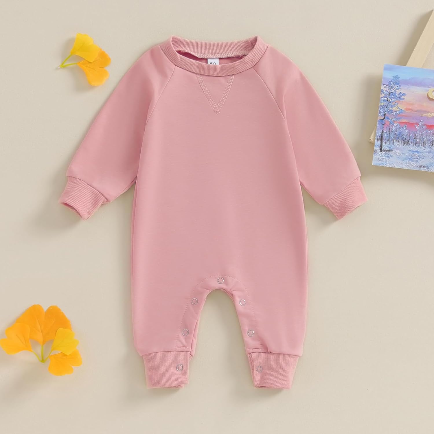 Newborn Infant Baby Boy Girl Clothes Solid Color Long Sleeve Romper Jumpsuit One Piece Bodysuit Fall Winter Outfit - Image 2