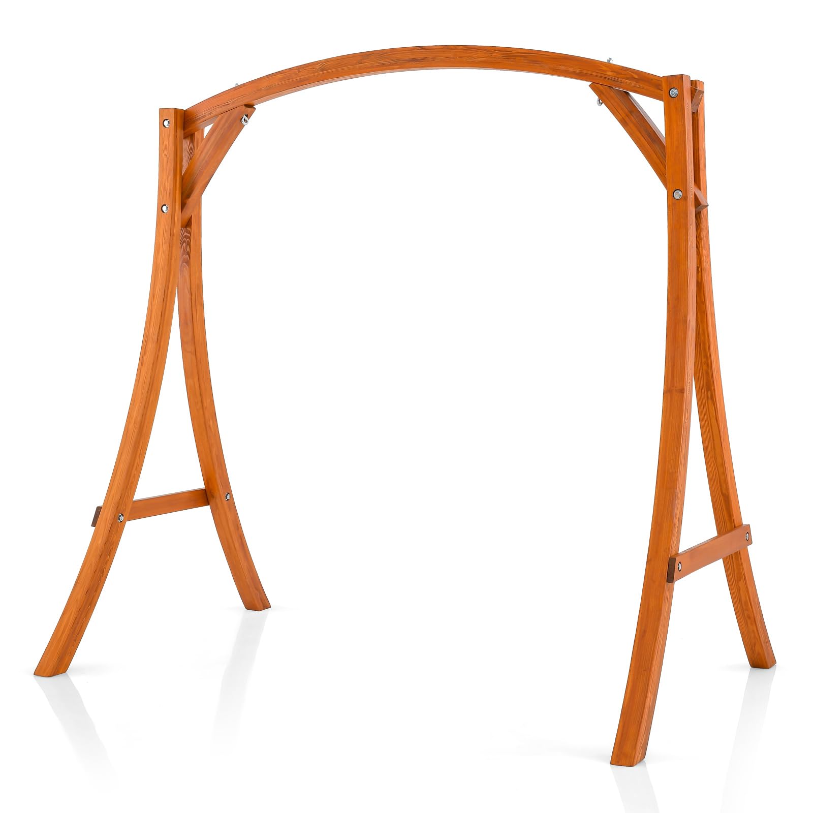 RELAX4LIFE Swing Chair and Stand, Outdoor 2-Seater Swing Bench with A-Shaped Frame, Adjustable Chains, All-Weather Solid Wood Hanging Chair Set for Backyard Garden Poolside (Swing Stand)